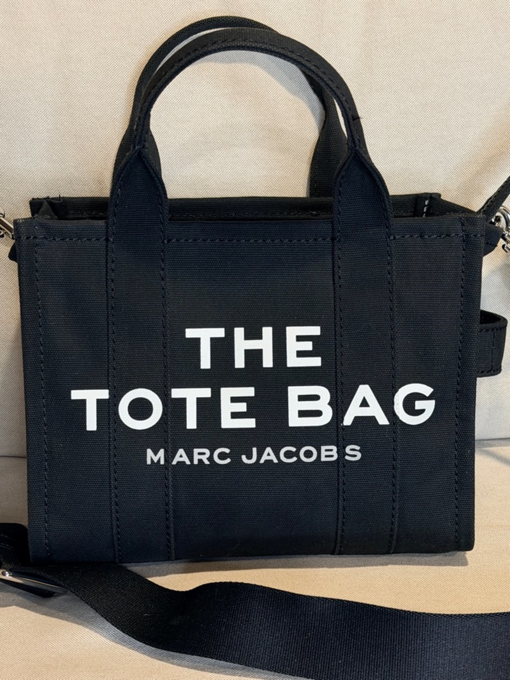 Marc Jacobs Black 'The Tote Bag' Mini Canvas Tote - Picture 2 of 13